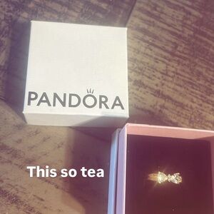 Pandora Gold Bow Ring with Clear Stones